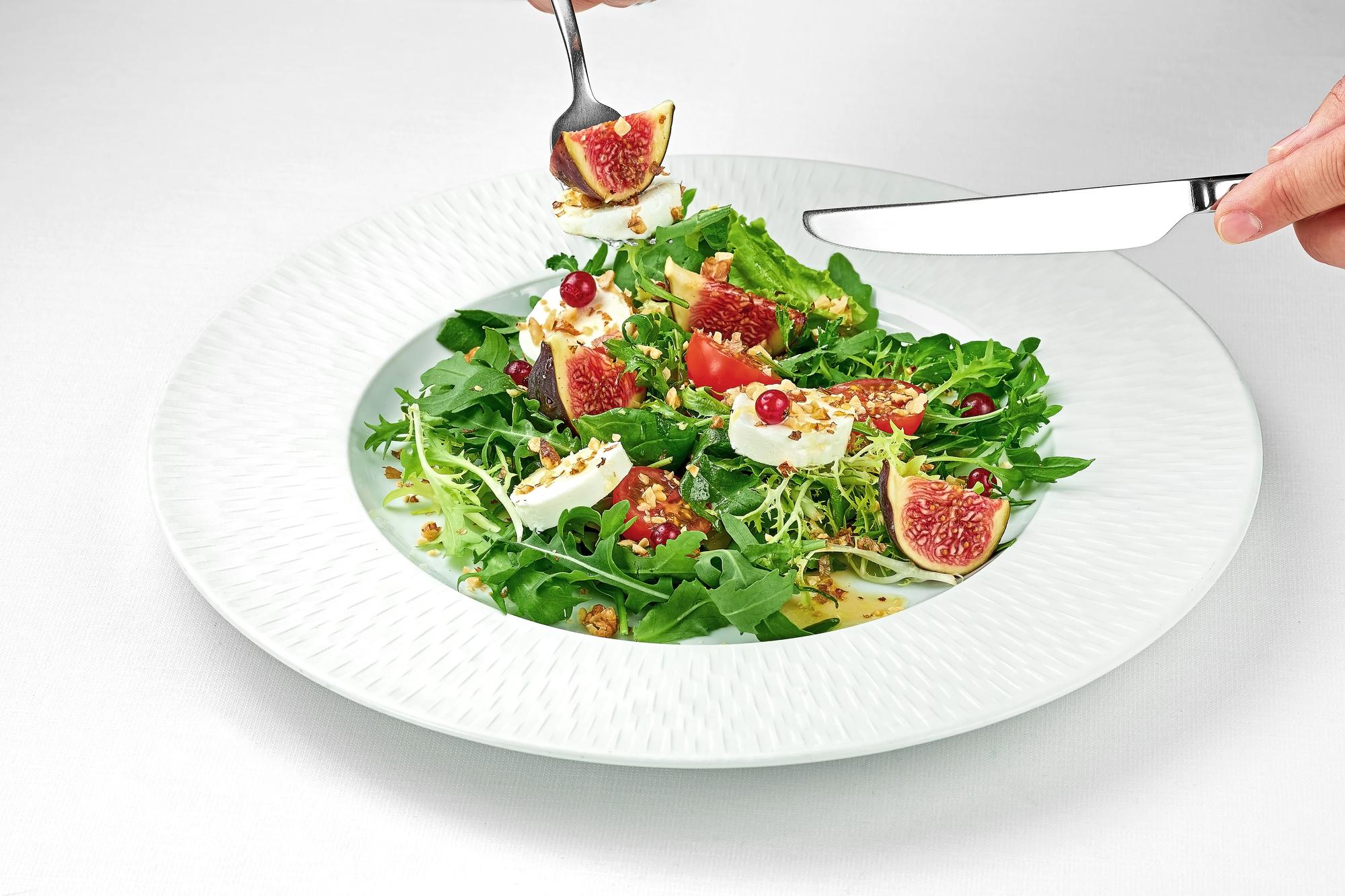 Plated seasonal salad, close-up